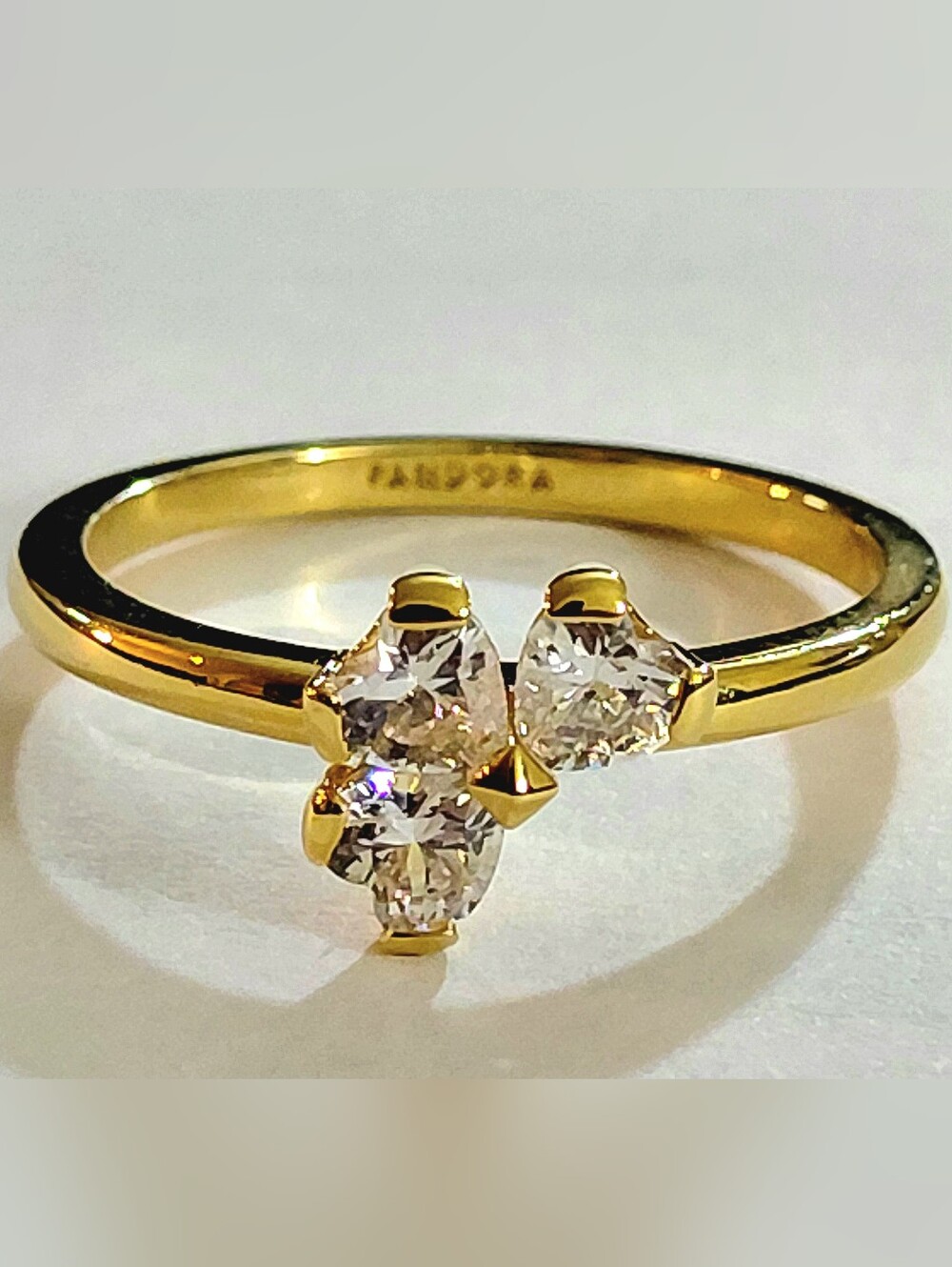 Authentic NEW Pandora Sparkling Lucky Ring 14KGP CZ